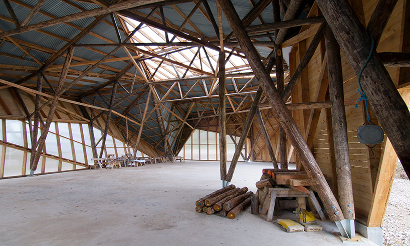 invisible studio completes hooke park big shed with ...