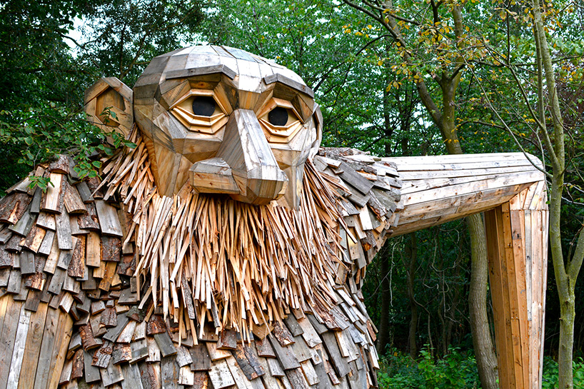 thomas dambo hides six 'forgotten giants' in the danish woodland