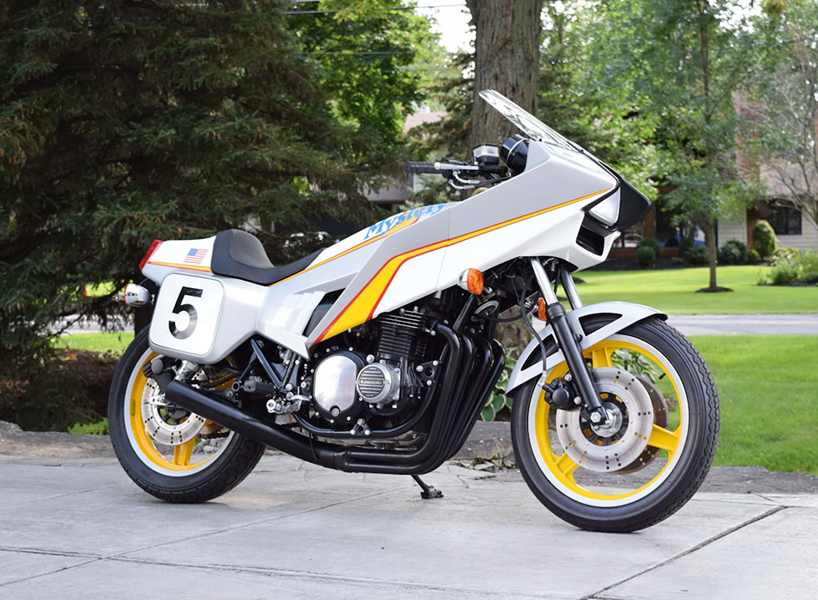 kawasaki KZ1000 mystery ship motorcycle is cloaked in a 1980s fairing