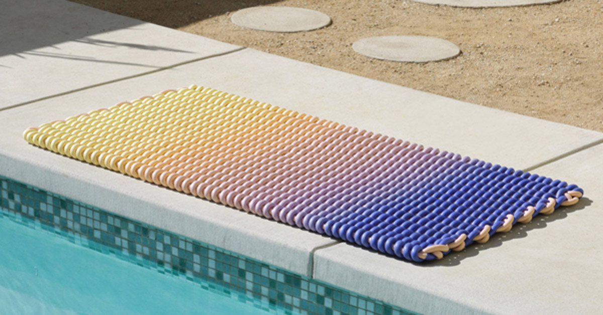 london-based rug brand shore rethinks poolside leisure