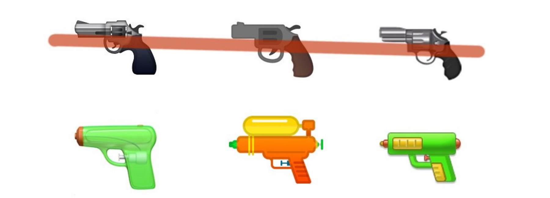 google ditches their pistol for a water gun emojipedia confirms