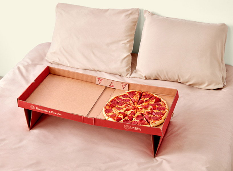 this pizza box turns into a tray for eating in bed | Designboom ...