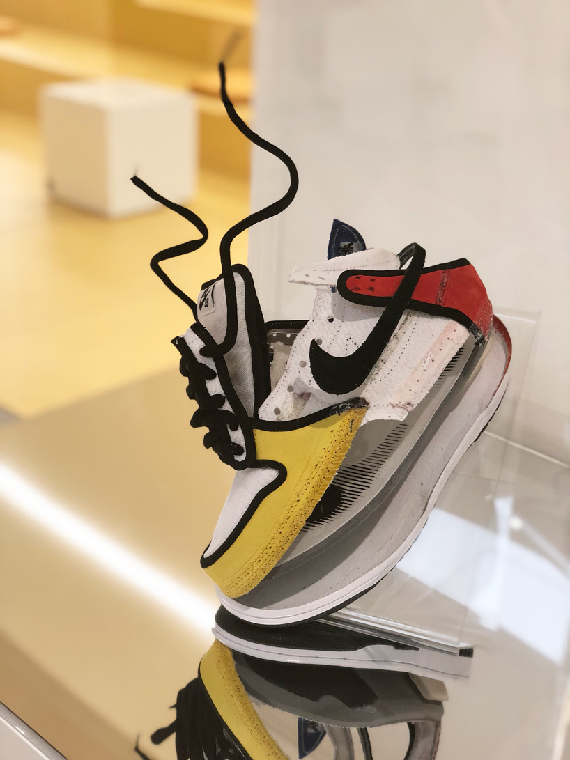 deconstructed sneakers exhibition in seoul displays exploded NIKEs