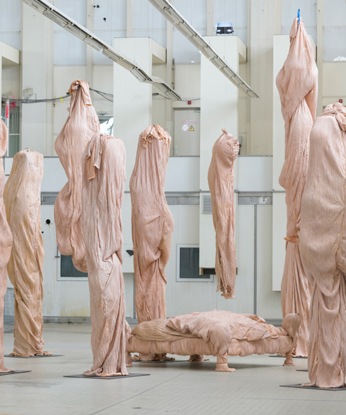 Bart Hess Manipulates Pink Latex To Resemble Wrinkled Human