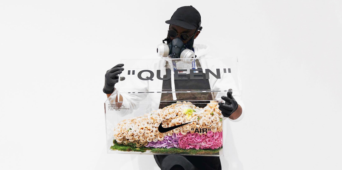 mr flower fantastic turns sneakers into floral bouquets