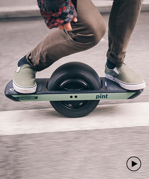 onewheel pint is a mini, portable one-wheeled skateboard for novices