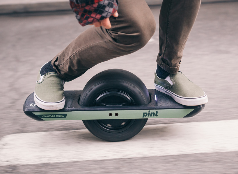 onewheel pint is a mini, portable one-wheeled skateboard for novices ...