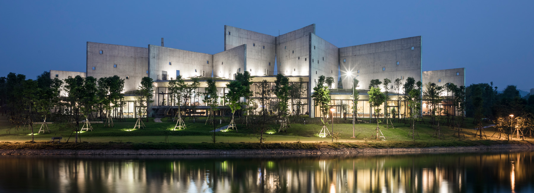 six V-shaped concrete structures form office complex in vietnam by VTN architects