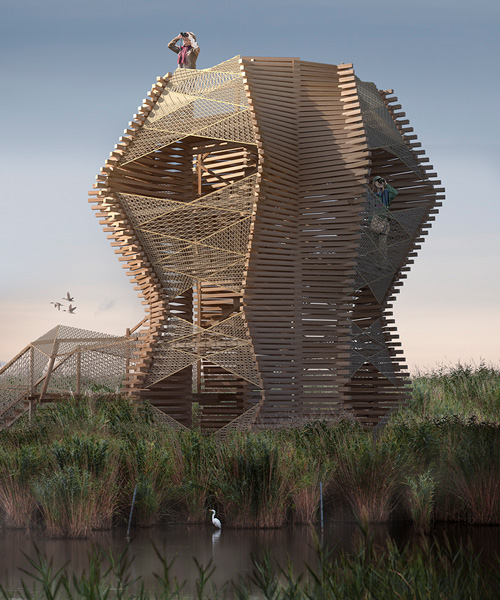 bilska de beaupuy designs bird observation tower inspired 