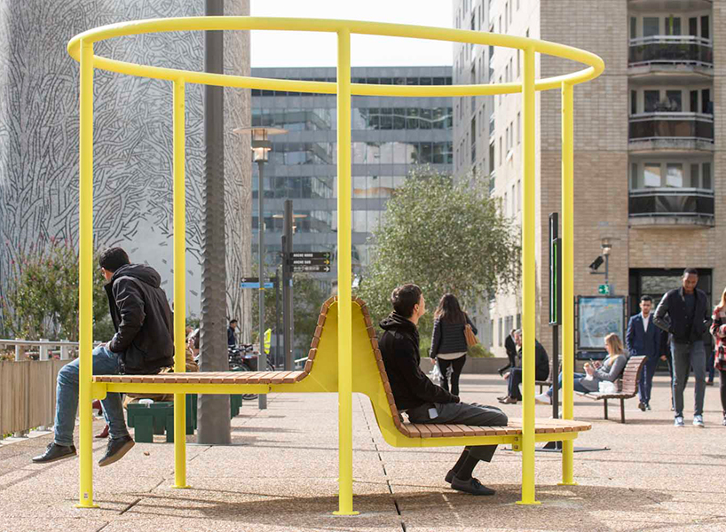 robert stadler installs inside-out street furniture for forme publique biennial in paris