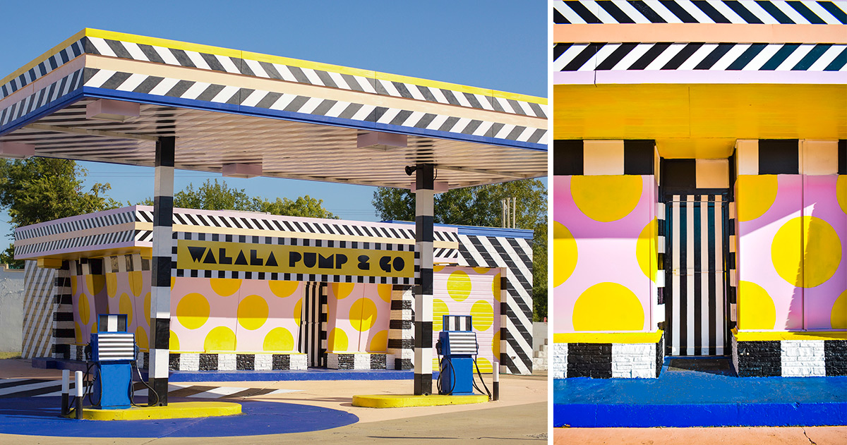 camille walala transforms london's white city place with colorful geometric  patterns