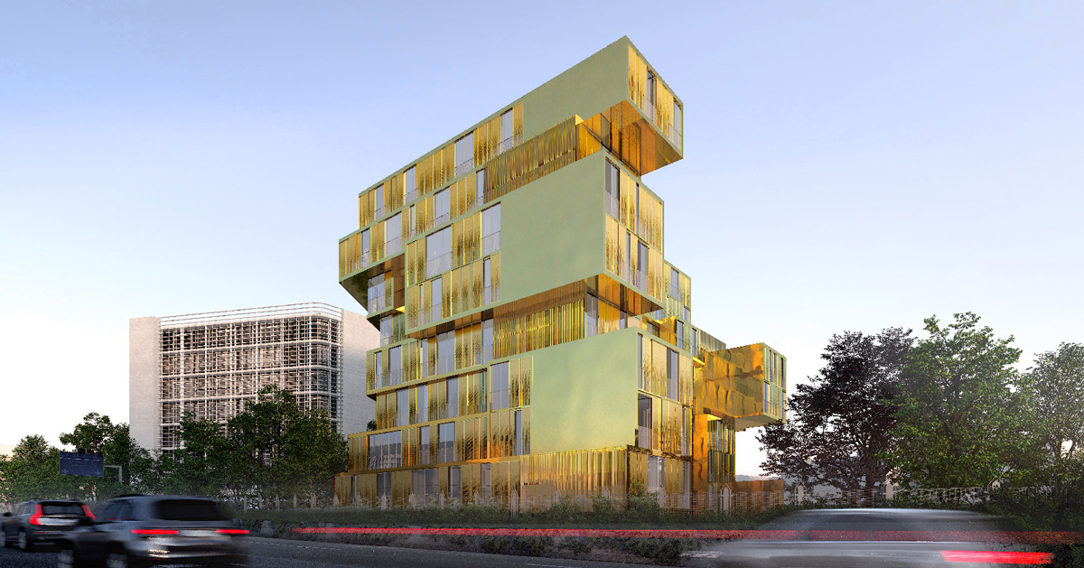 Malka Architecture Clads Student Housing In Gold To Create Egyptian House