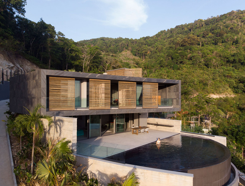 Design Qua Builds House In Kalim Beach Thailand With Curved Infinity Pool Bamboo Screens