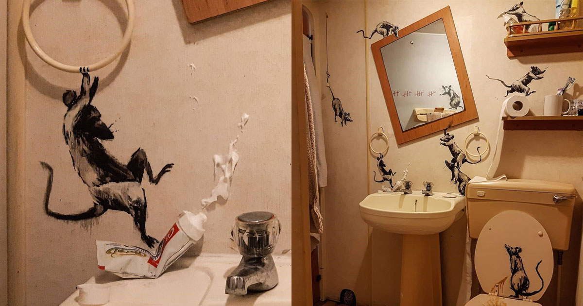 Banksy Creates Lockdown Artwork Sharing Bathroom Makeover