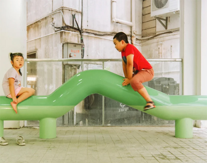 11architecture creates playful sculptural benches for community space in china