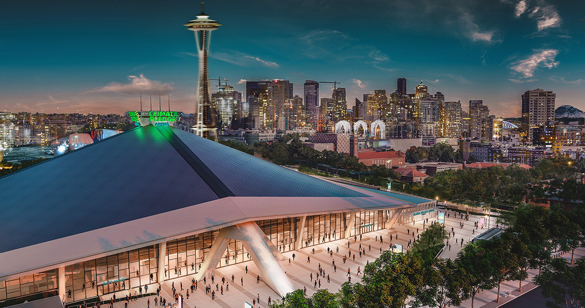 amazon names seattle's net-zero stadium the 'climate pledge arena'