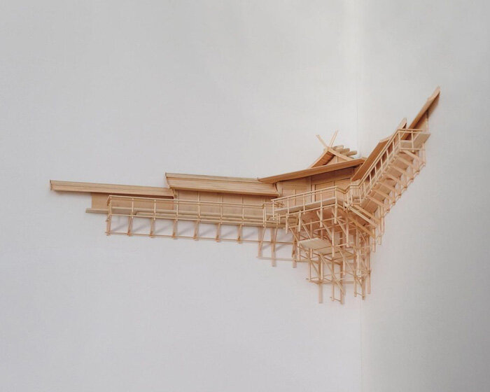 naohiko shimoda constructs detailed miniature 'kamidana' shrine for an inner corner