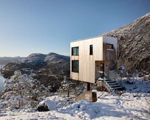 concept hotel 'the bolder' hovers high above a norwegian fjord
