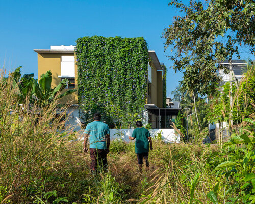 'house that rains light' by LIJO.RENY.architects is overflowing with greenery in kerala, india