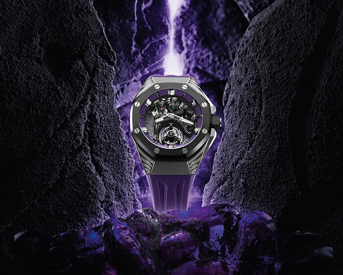 audemars piguet collaborates with marvel on black panther royal oak watch