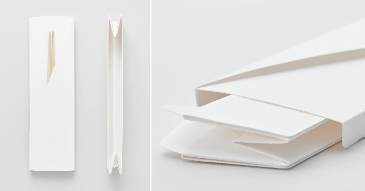 kenya hara's paper bento boxes can be folded down to reduce waste