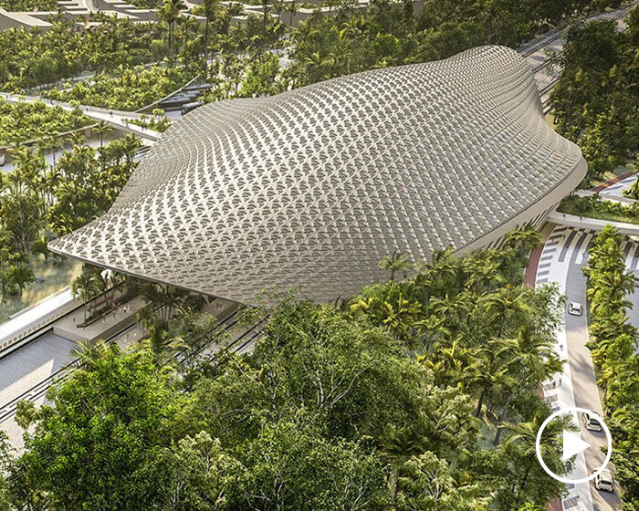 sweeping gridshell roof encloses new tulum train station designed by aidia studio