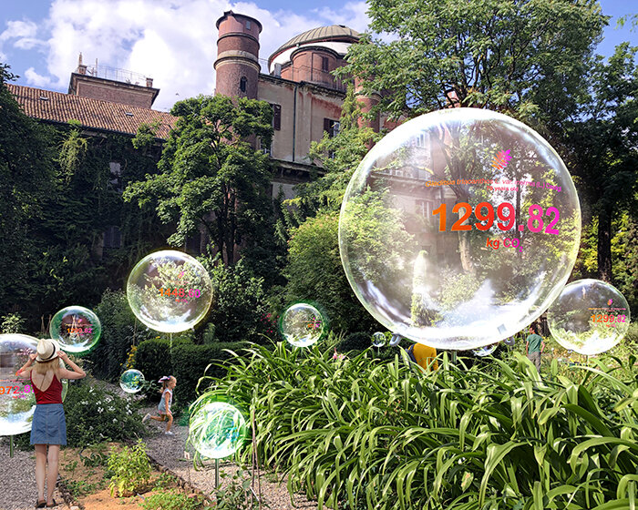 carlo ratti's floating spheres will show how much CO2 trees store at milan design week