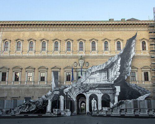 JR covers the façade of rome’s palazzo farnese with another magnificent trompe-l’oeil