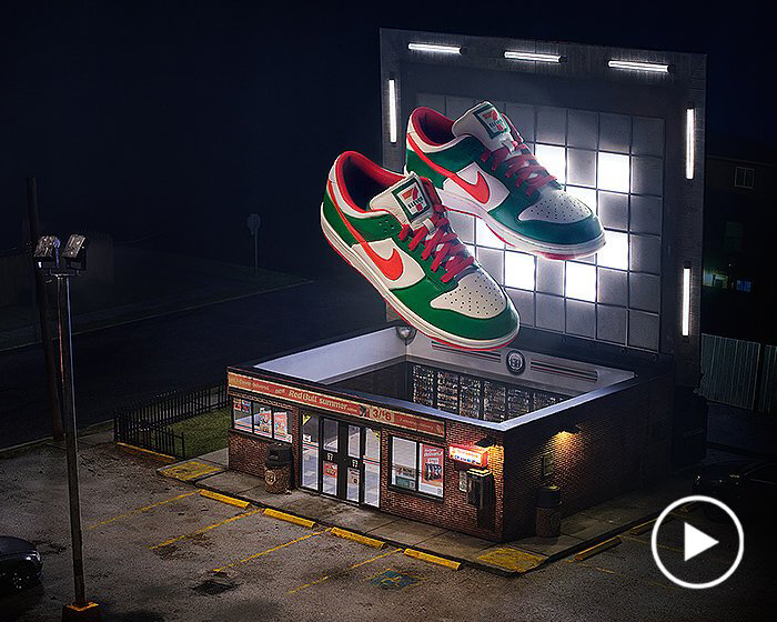 realistic miniature 7-eleven store is actually a shoe-box for matching nike shoes