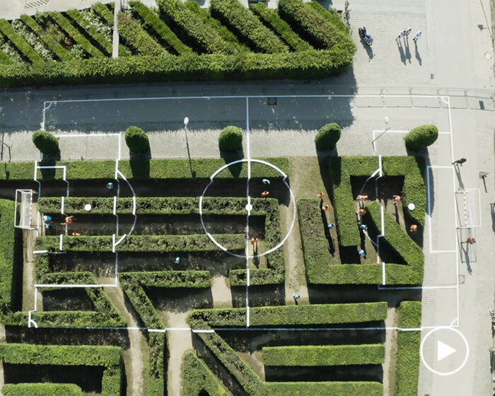 benedetto bufalino turns labyrinth into three-dimensional football field in luxembourg