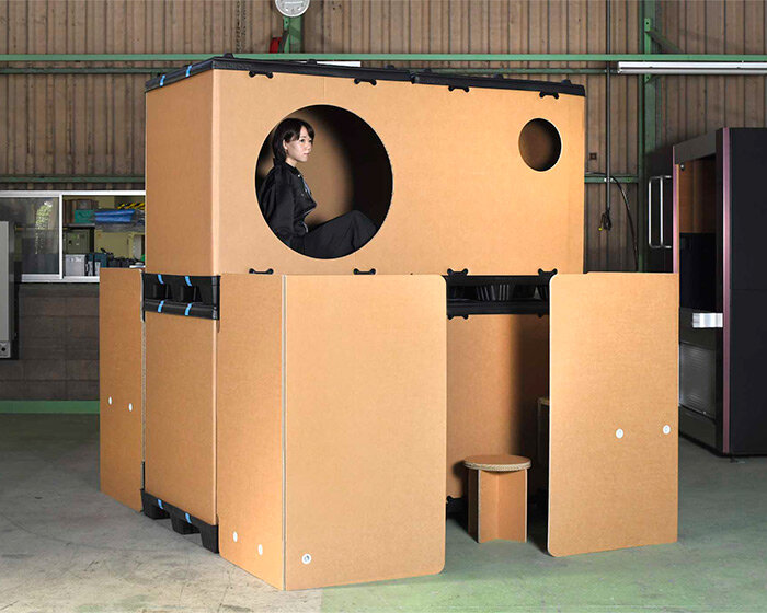 cardboard sleeping capsule by atelier OPA provides shelter in case of emergency