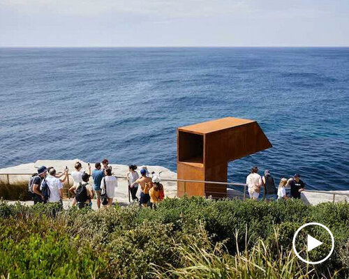 'viewfinder' is a large periscope-like sculpture that reflects the ocean below