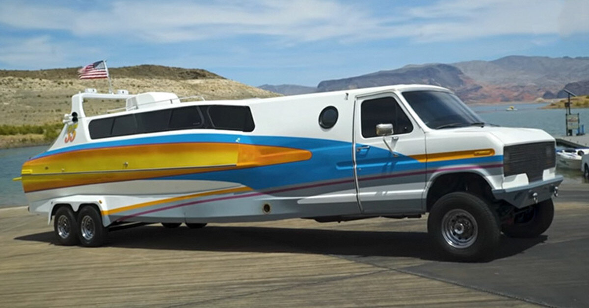 meet 'boaterhome' the rare half boat, half van hybrid from the 80s