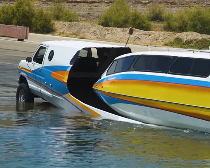 meet 'boaterhome': the rare half boat, half van hybrid from the 80s