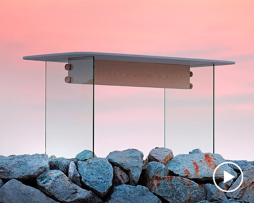 'g collection' is a series of modern glass-legged furniture pieces