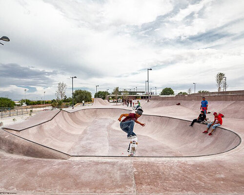 desert forms influence sandy pink concrete skatepark on the northern border of mexico