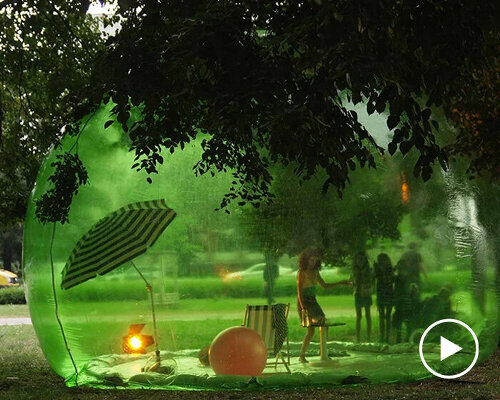 plastique fantastique envisions people living in bubbles for #stayout art performance