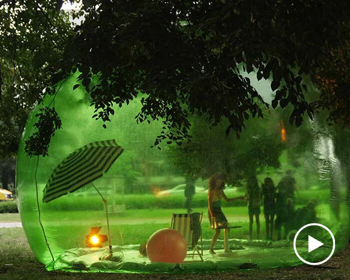 plastique fantastique envisions people living in bubbles for #stayout art performance