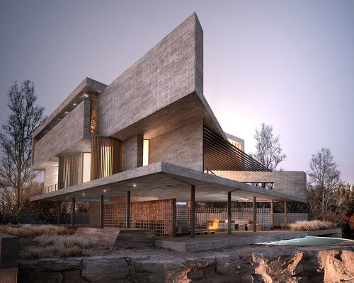 concrete slabs twist and turn to frame views in aristides dallas architects' casa 55 in cyprus