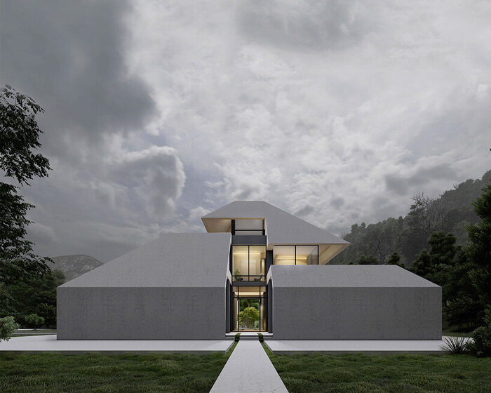 iran's humid, rainy region informs the gabled 'gilak villa' by team design group