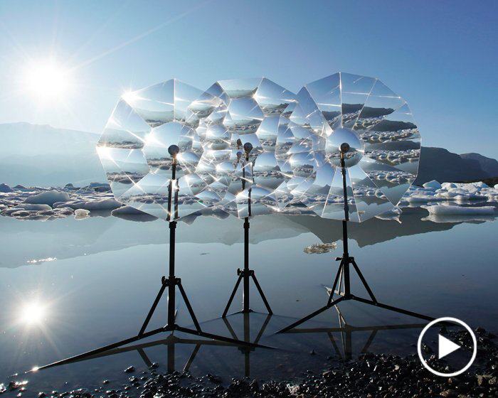 vincent leroy tests his new optical installation lenscape in the iceberg lagoon of fjallsárlón, iceland