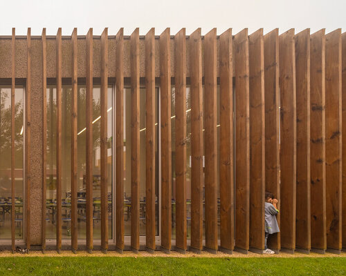 contaminar arquitetos wraps its 'casa da árvore' school in timber slats and cork panels