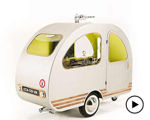 world's smallest caravan can be towed by a mobility scooter wherever you go