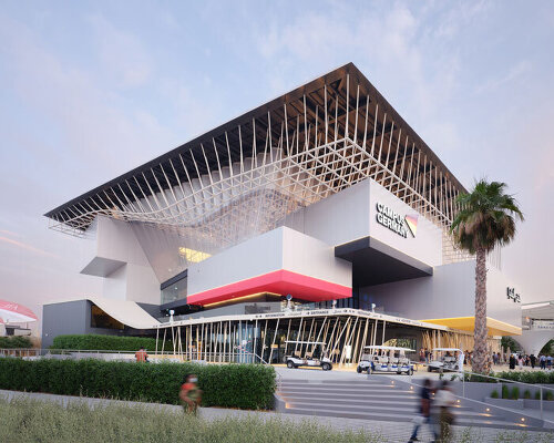 immersive cubes float in a forest of columns at expo 2020 dubai's german pavilion