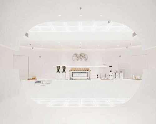 ARCHIEE's white minimalist coffee store fuses japanese, chinese, and parisian cultures