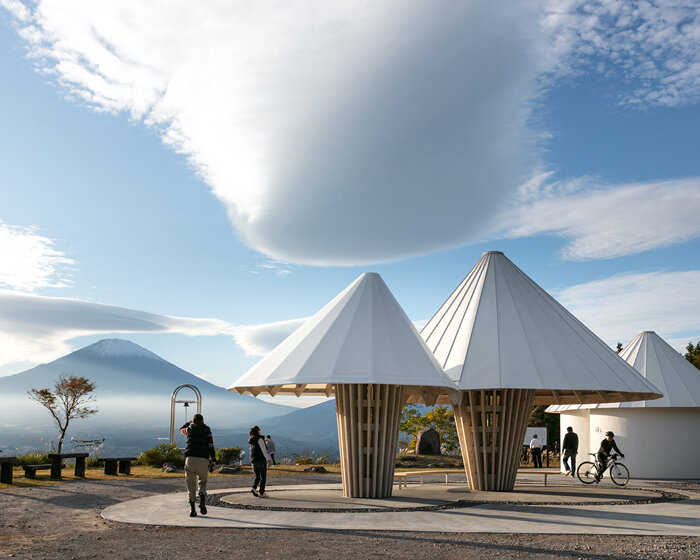 kengo kuma mirrors the iconic form of mount fuji with 'oath hill park' toilets