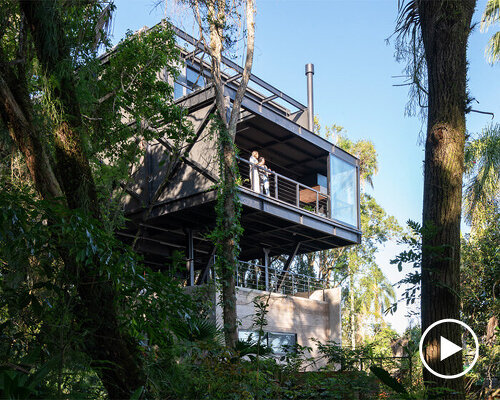 mirador house by KS arquitetos floats amid lush foresty landscape in porto alegre, brazil