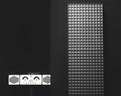 piero lissoni's 'waffle' reinterprets cast iron radiators with satisfying 3D geometric texture