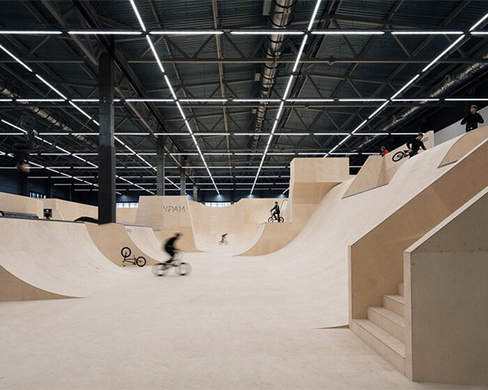 a 'plywood ocean' skatepark completes europe's biggest extreme park in russia