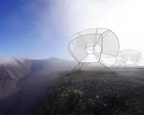 vincent leroy imagines three-dimensional cloud sensors within desert in lanzarote